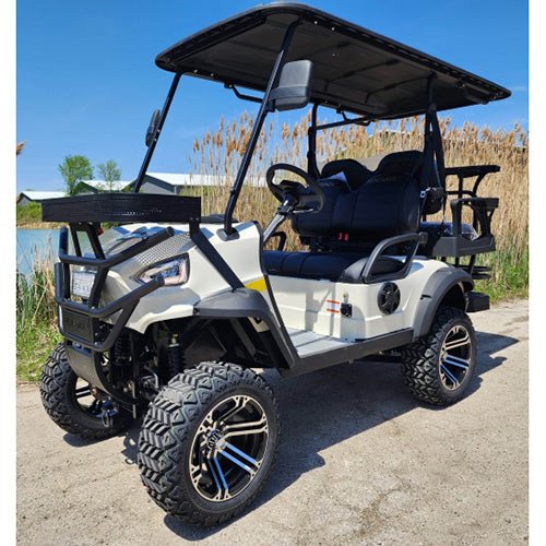 48V Electric Golf Cart 4 Seater Lifted Renegade+ Edition Utility Golf UTV Compare To Coleman Kandi 4p – White Cream