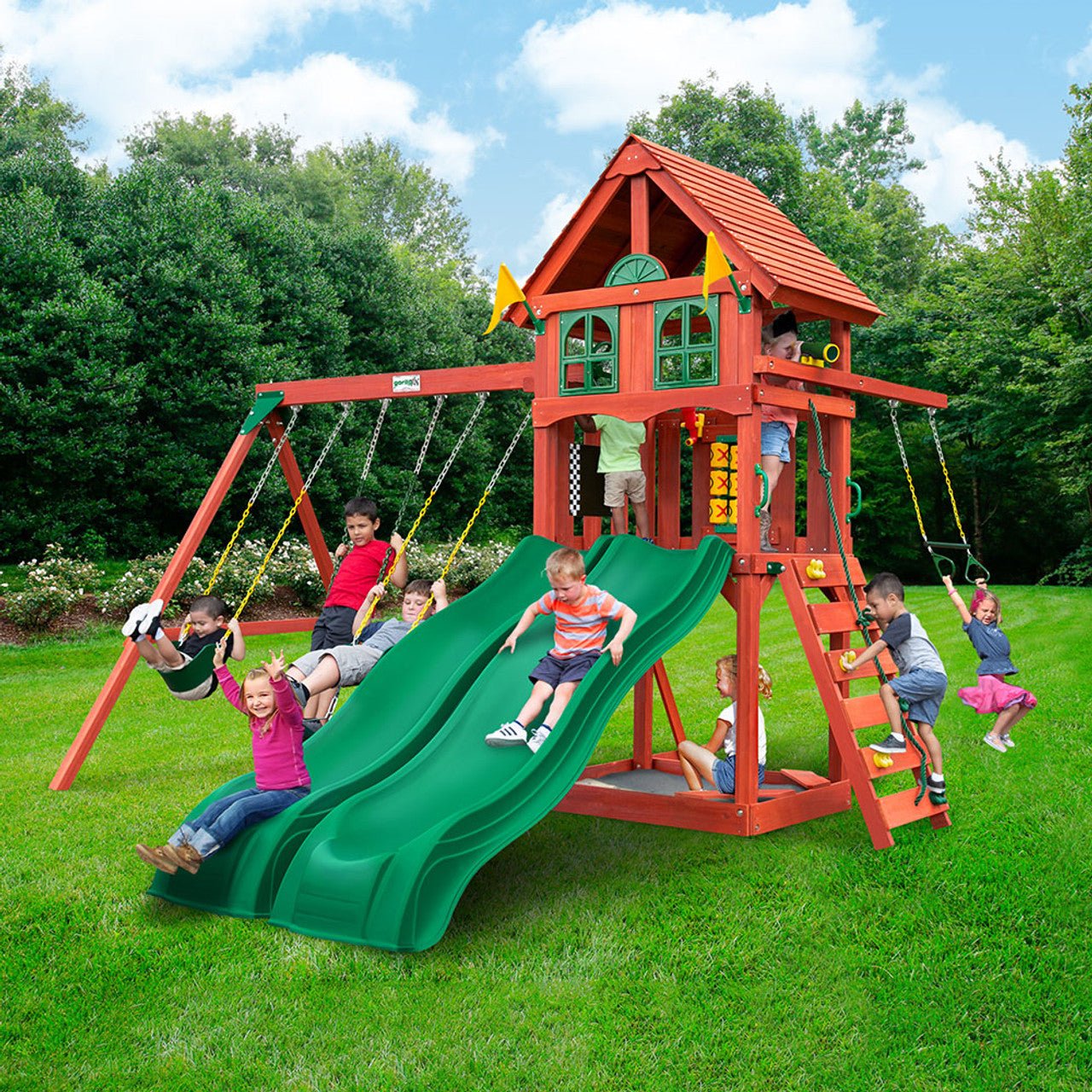 Adventure Wave Swing Set w/ Grey Slides