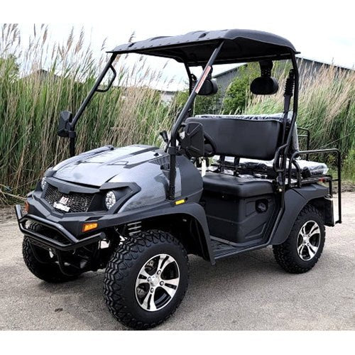Brand New Gas Golf Cart UTV Hybrid Linhai Big Hammer 200 GVX Side by Side UTV With Custom Rims/Tires – Gray