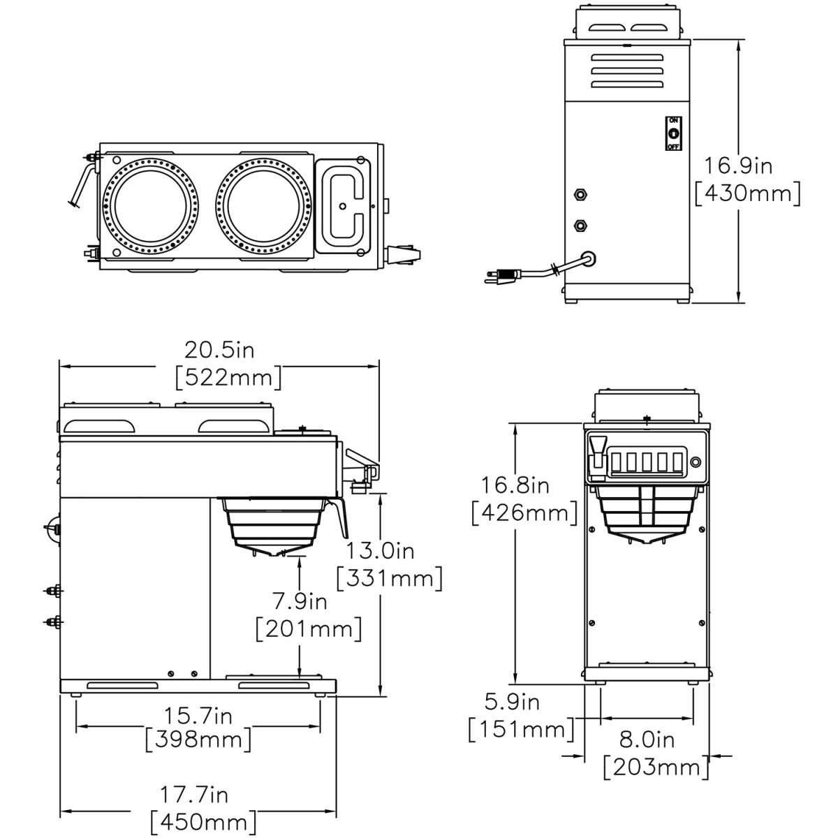 BUNN CWTF15-3, Plastic Funnel (2 Upper/1 Lower Warmer) 12950.0213
