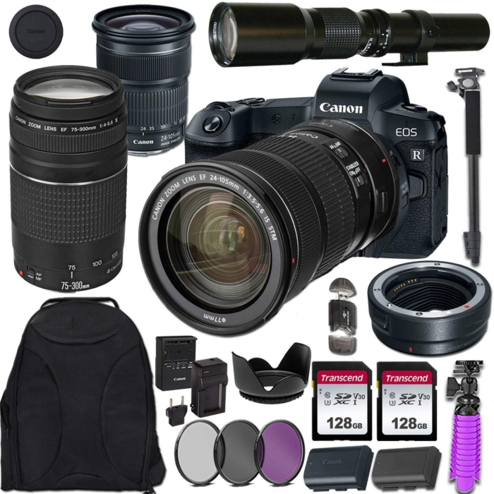 Canon EOS R Mirrorless Digital Camera with EF 24-105Mm STM & EF 75-300Mm III Lens + 500Mm Preset Telephoto Lens Including Mount Adapter & Valued Acce