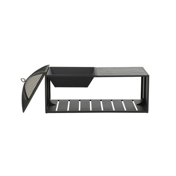 Coffee Table Firepit with Wood Storage