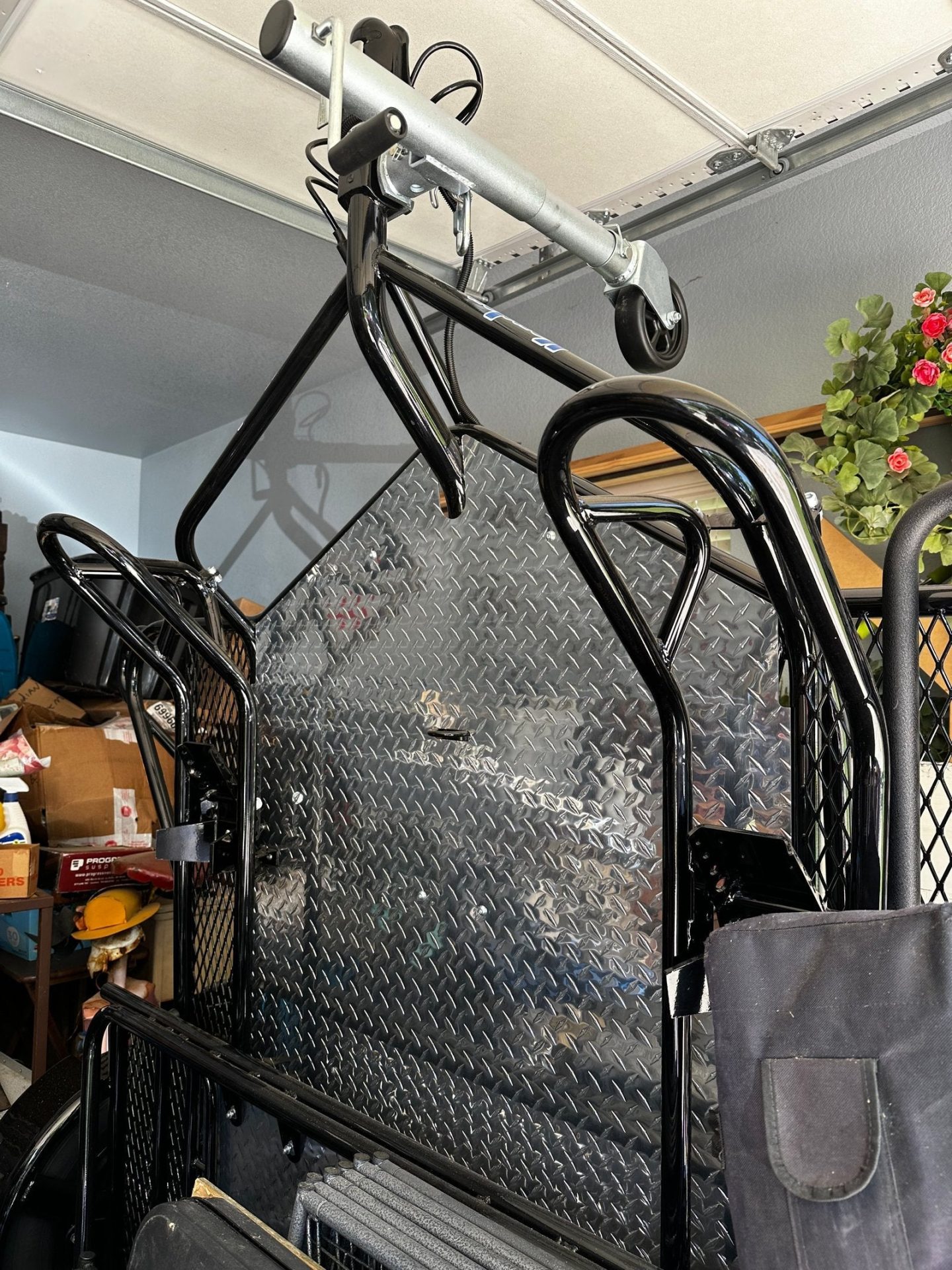 Factory Demo Model in Boyd, TX [BLACK]- Dual Ride-Up SRL Stand-Up Folding Motorcycle Trailer