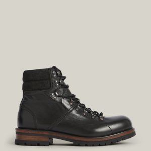 Felton black leather boots for men