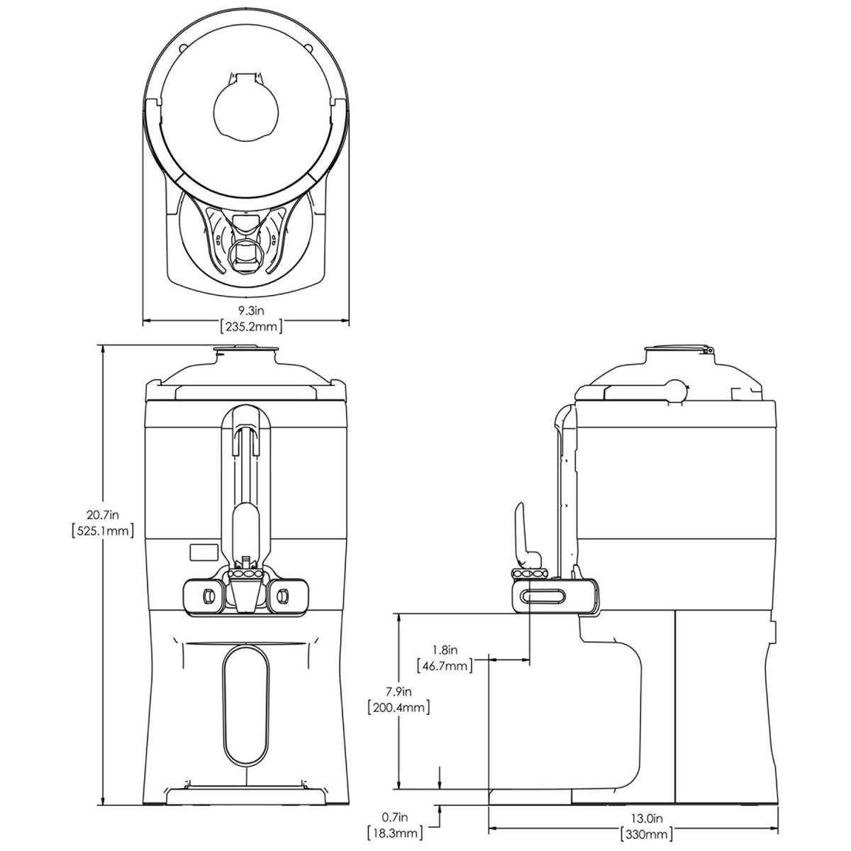 GEN3 1Gal (3.8L) ThermoFresh® Mech Sight Gauge Server w/Base 44000.0200