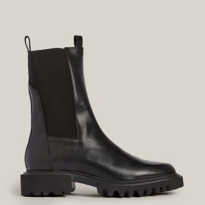 Hallie black leather boots for women