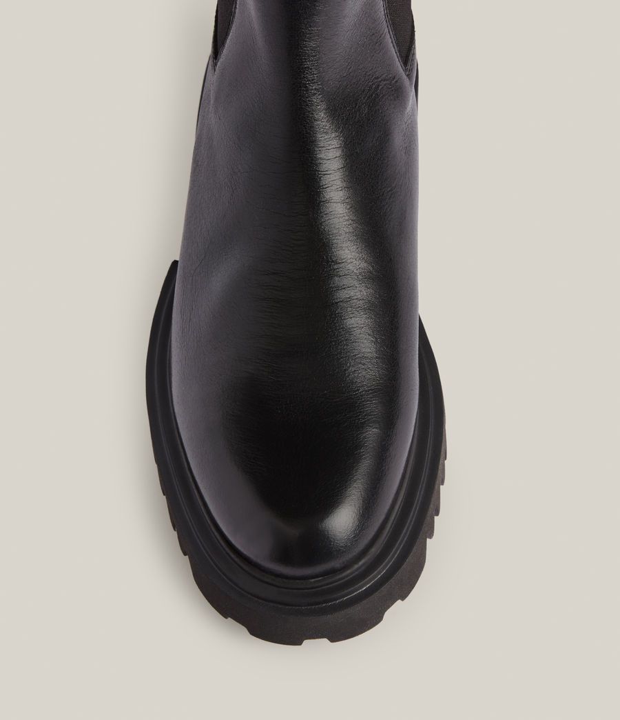 Hallie black leather boots for women