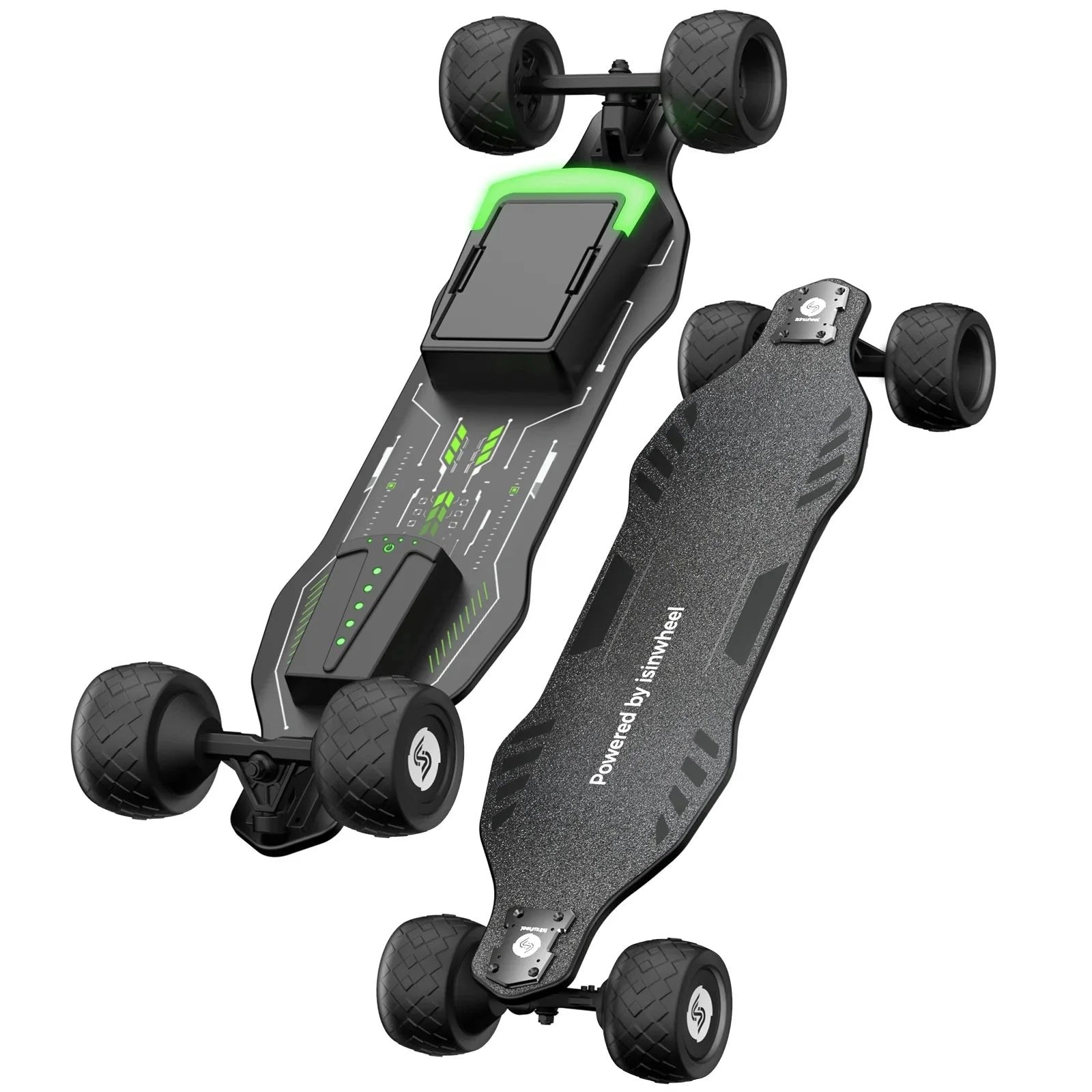 Isinwheel V8 Electric Skateboard with Portable Removable Battery & Remote Control 37V 5Ah | 600*2 Power | 28 MPH | 10-12 Miles – Financing Available!