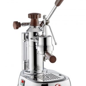 La Pavoni Europiccola Chrome with Wood 8 Cup Espresso Machine EPW-8