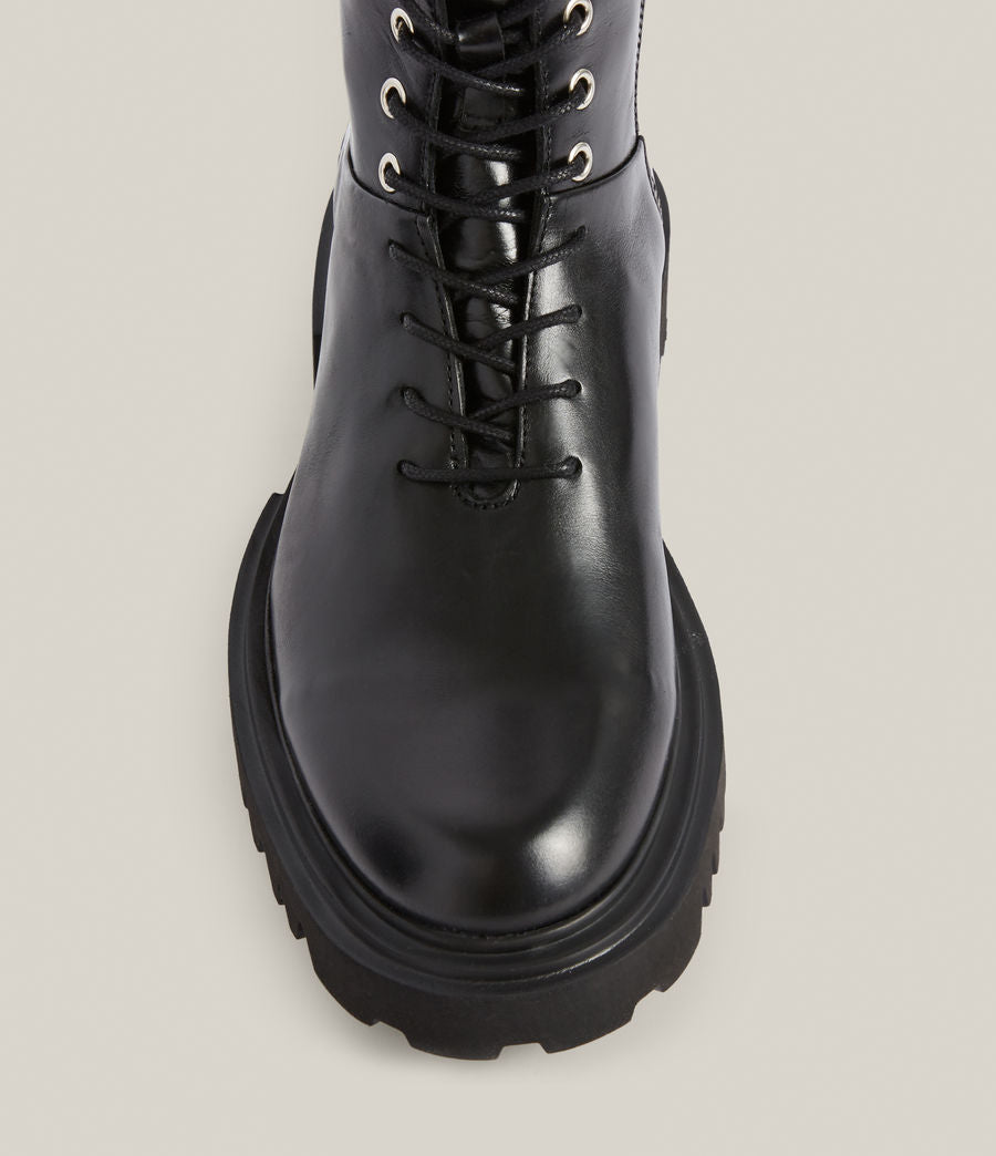 Maren black leather boots for women