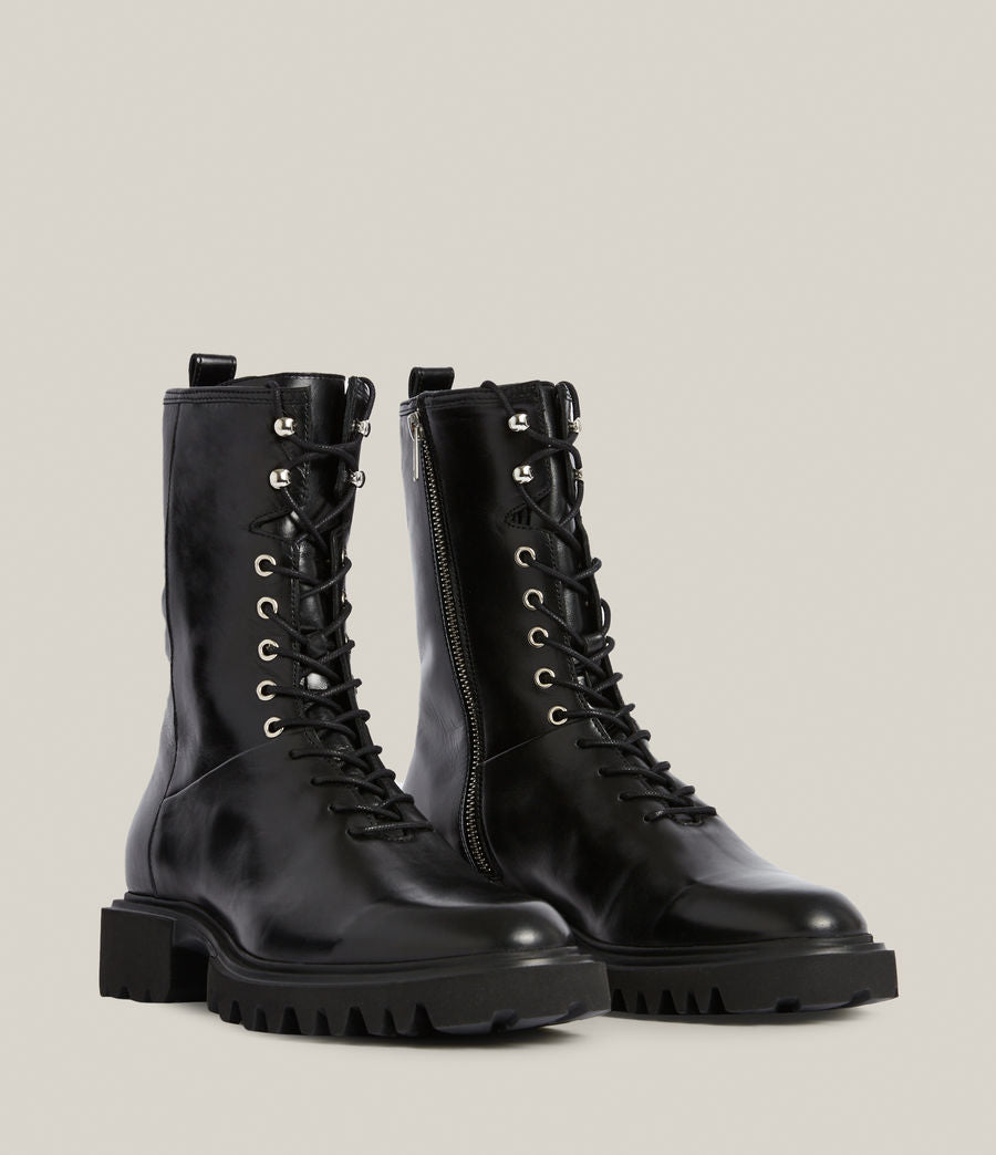 Maren black leather boots for women