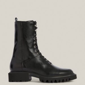 Maren black leather boots for women