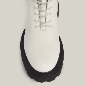 Maren white leather snake boots for women