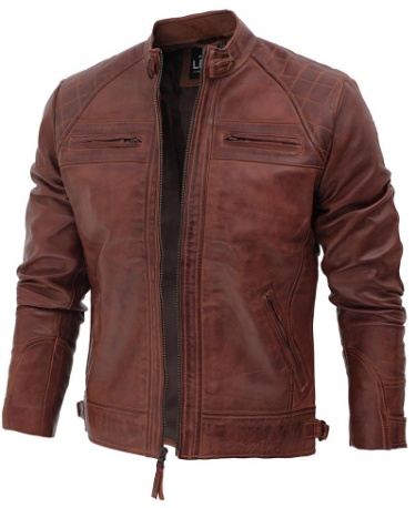 Mens Brown Distressed Motorcycle Leather Jacket