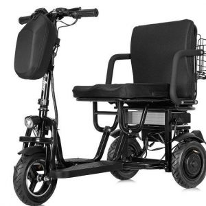 MotoTec Folding Mobility Electric Trike 48v 700w Dual Motor Lithium Black