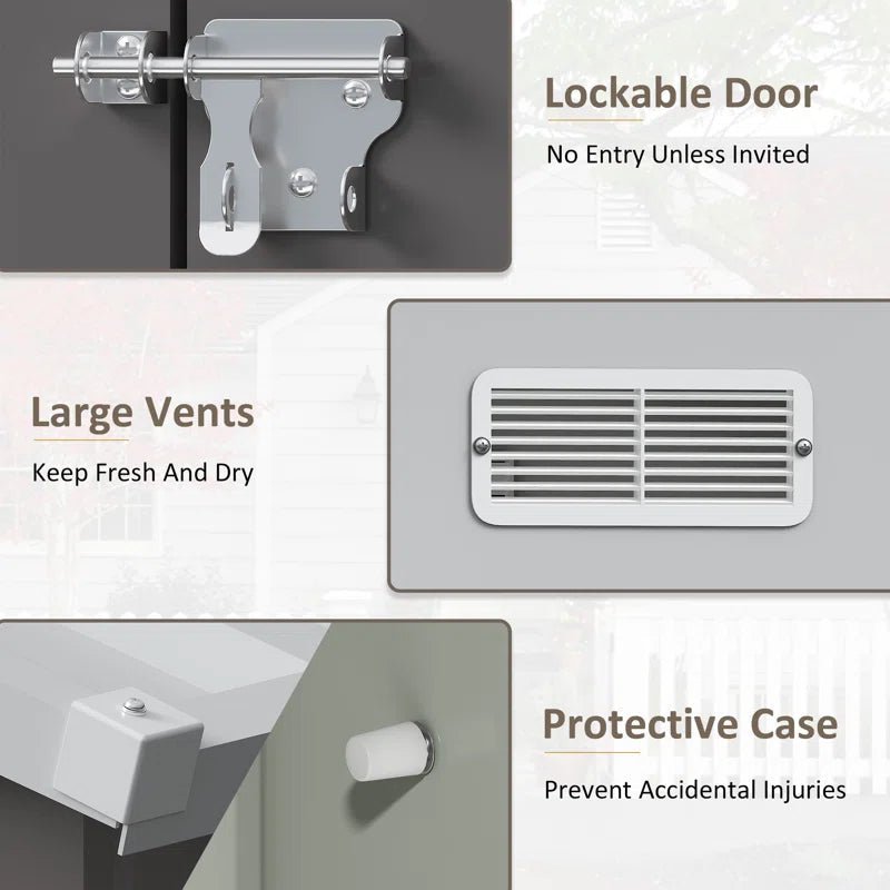 Outdoor Garden Metal Storage Shed with Lockable Double Doors