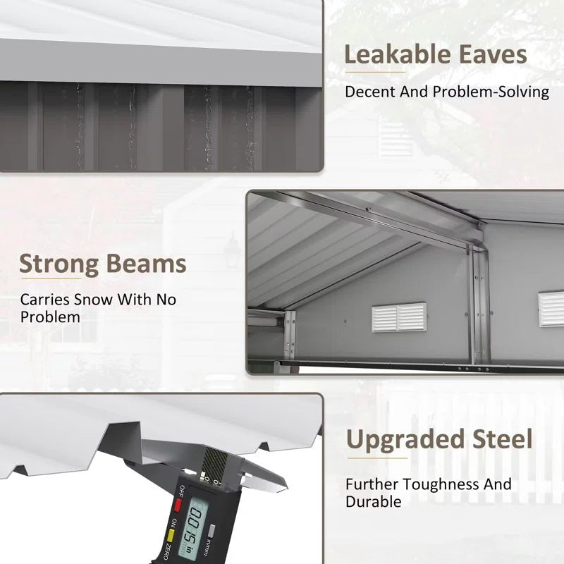 Outdoor Garden Metal Storage Shed with Lockable Double Doors