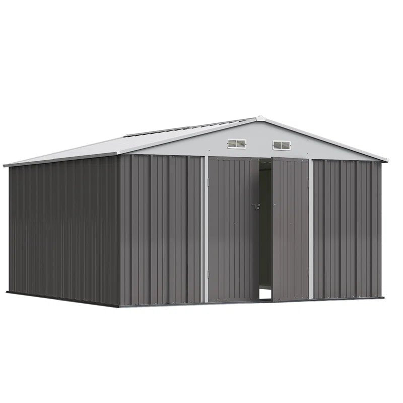 Outdoor Garden Metal Storage Shed with Lockable Double Doors