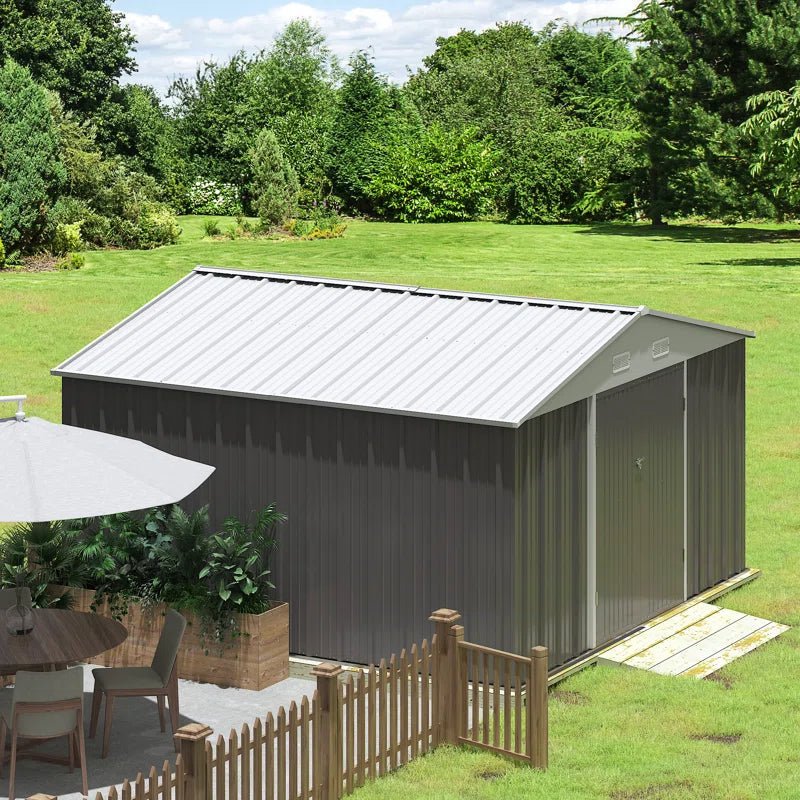Outdoor Garden Metal Storage Shed with Lockable Double Doors