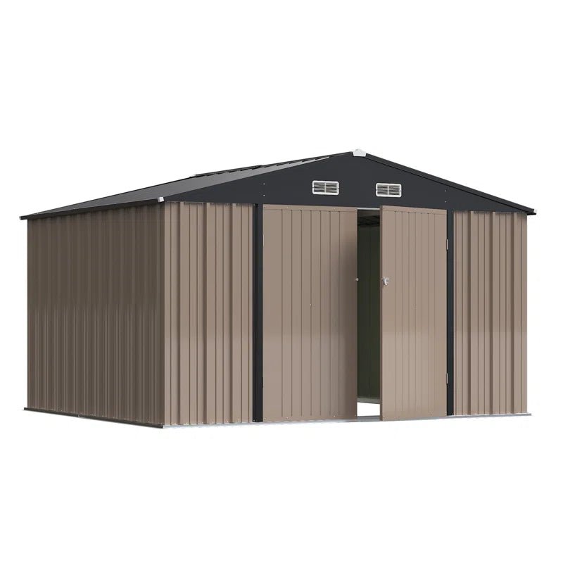 Outdoor Garden Metal Storage Shed with Lockable Double Doors