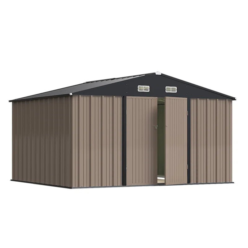 Outdoor Garden Metal Storage Shed with Lockable Double Doors