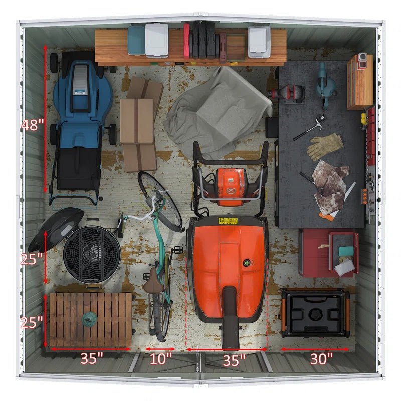 Outdoor Garden Metal Storage Shed with Lockable Double Doors