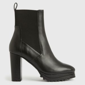 Sahara black leather boots for women