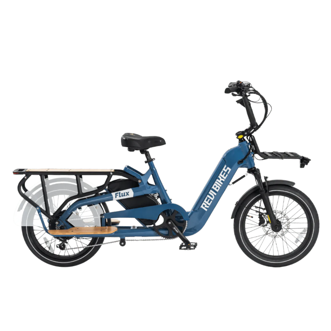 SALE!! Revi Bikes Flux Electric Cargo Bike 48V, 750W/1200W Motor, 440-lb load capacity, step-thru