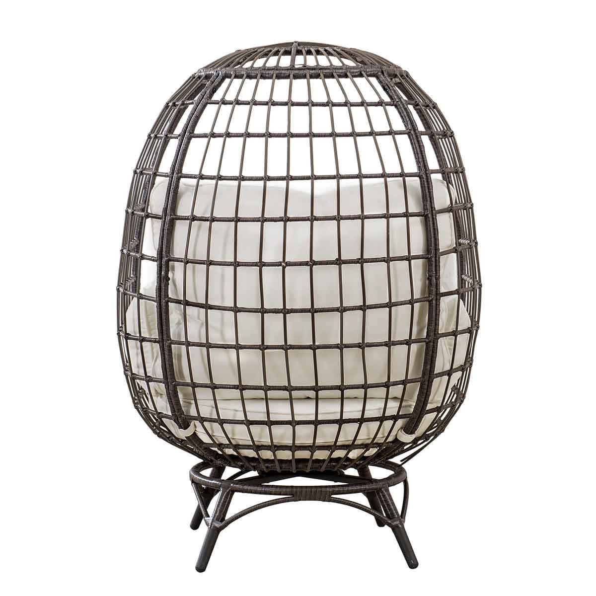 Sunjoy Metal Frame Swivel Egg Cuddle Chair with Cushions