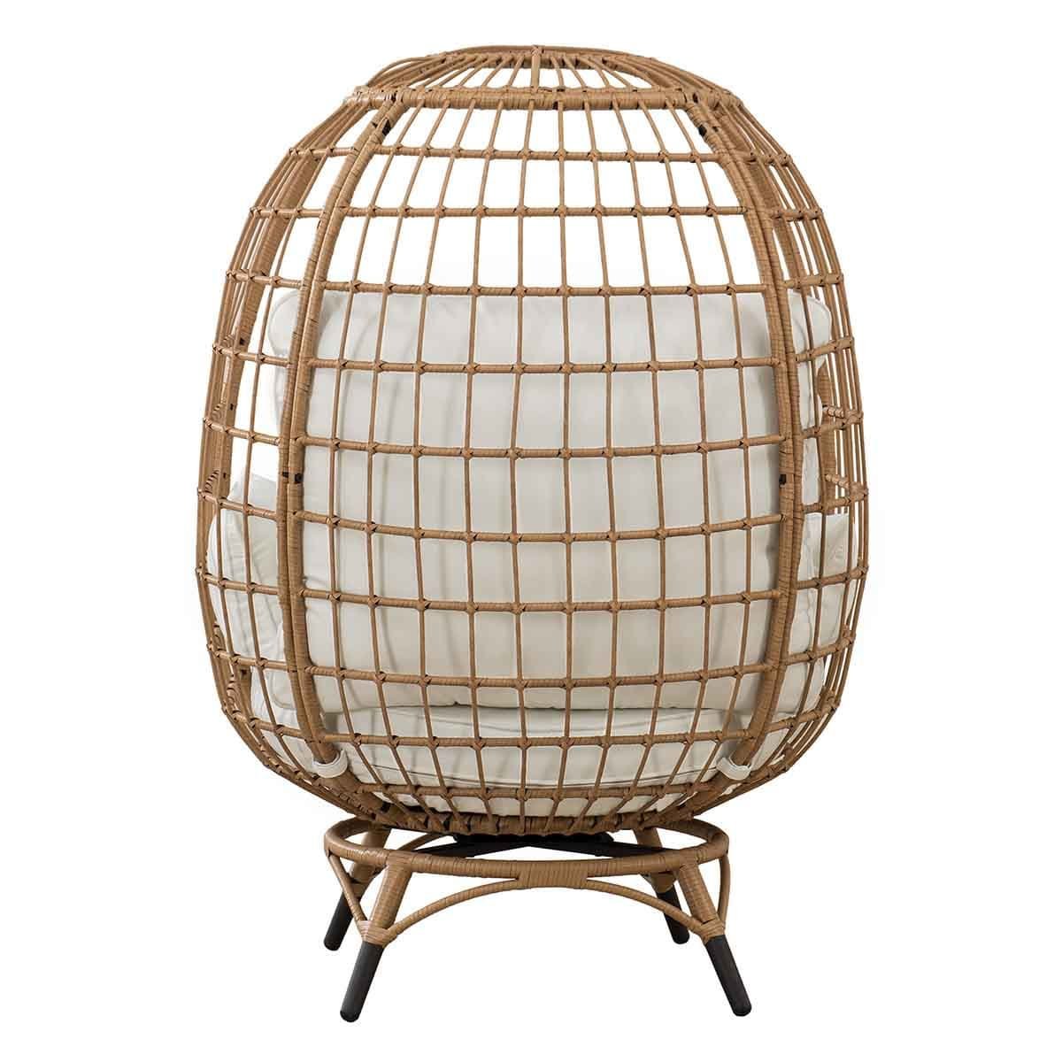 Sunjoy Metal Frame Swivel Egg Cuddle Chair with Cushions