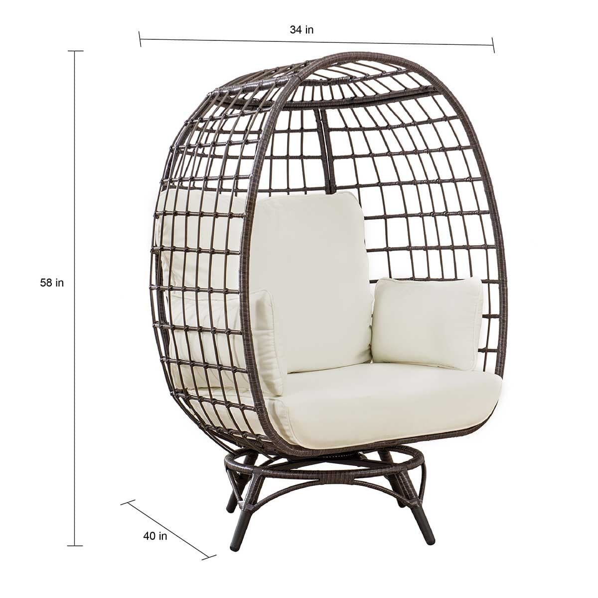 Sunjoy Metal Frame Swivel Egg Cuddle Chair with Cushions
