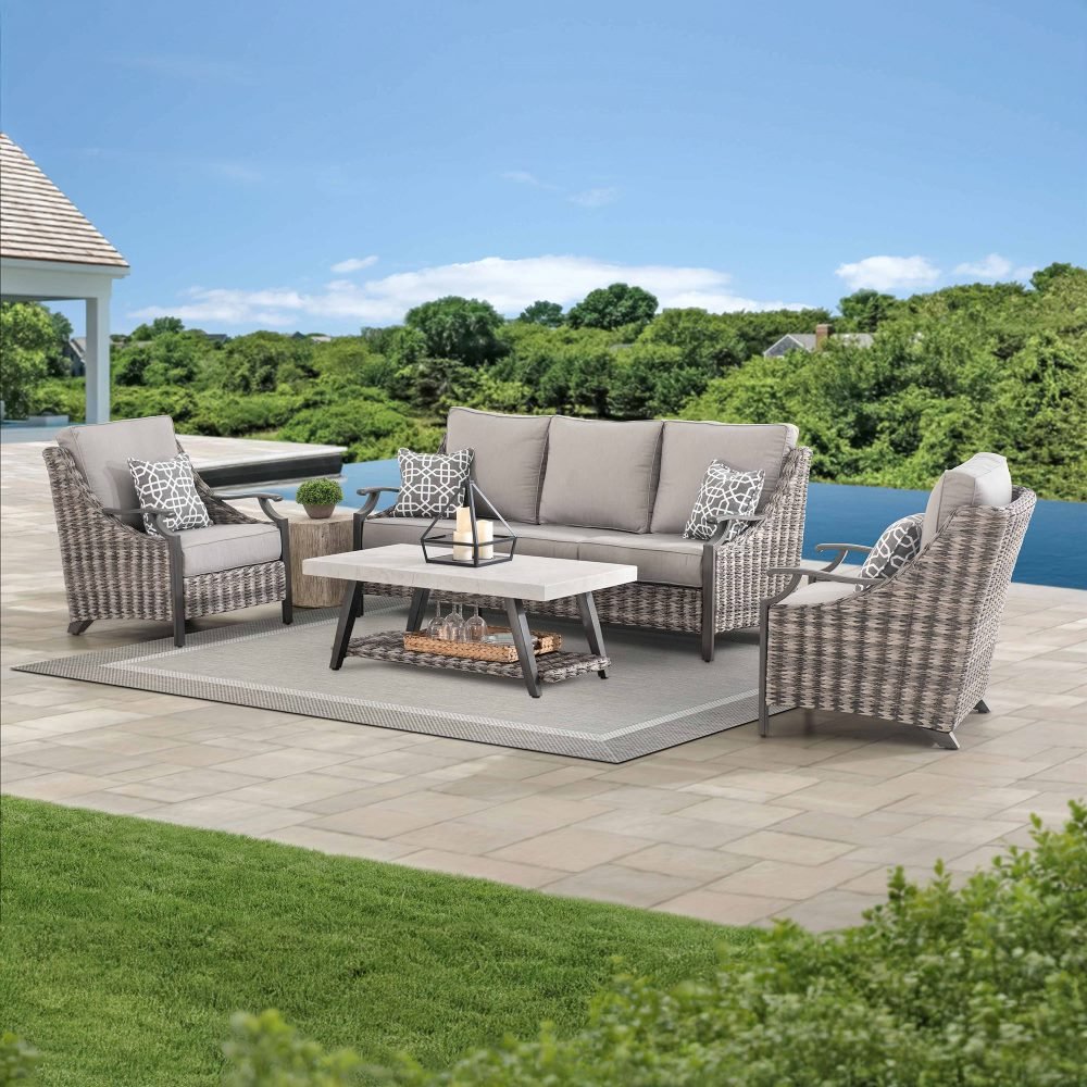 Sunjoy Sun Valley 4-piece Aluminum Deep Seating Set with Sunbrella® Cushions and Coffee Table