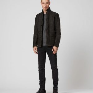 Survey black leather jacket for men